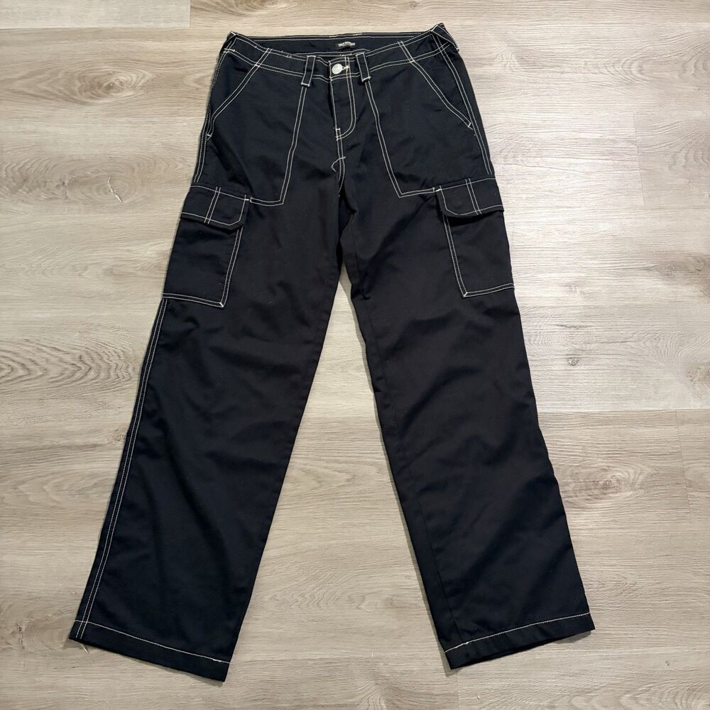 True Religion Black Cargo Pants with Contrast Stitching Womens Size 29